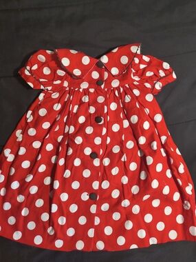 Kids Red Polka Dot Casual Dress - Classic Button Front